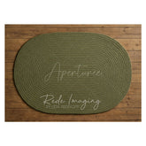 Aperturee - Aperturee Celadon Oval Rug Wood Rubber Floor Mat For Photo